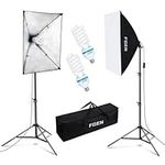 Softbox Lighting Kit,FGen 135W Softbox with 5500K Daylight Studio Light Bulbs Line Length 2.5m,Sturdy Tripod for Fashion Portrait,Product Shooting and Filming