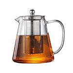 Glass Teapot with Stainless Steel Infuser,for Blooming Tea, Loose Tea, (43oz,1.3L) Holds 4-6 Cups, JOYEUX Glass Tea Pot Set, Stovetop & Dishwasher Safe