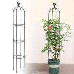 6 Feet Tall Garden Trellis for Climbing Plants Kalolary Garden Tower Obelisk Trellises Rustproof Metal Potted Plant Climbing Support for Indoor Outdoor Flowers Vegetable Fruits Vines Support (Black)