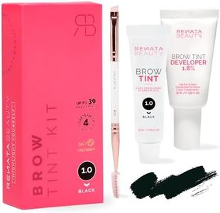 Renata Beauty Brow Tint Kit – Eyebrow Tint Set – Dye Kit with Color Tint, Cream Developer and Styling Brush – Long-Lasting Effect Up to 4 Weeks – 30 Applications [Black]