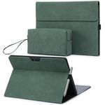 HYZUO Protective Case for 2024 Surface Pro 11, Surface Pro 10, Surface Pro 9 2022, Multi-angle Viewing Folio Stand with Stylus Holder, Compatible with Type Cover Keyboard, with Pouch, Midnight Green