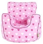 Cotton Pink Hearts Girls Bean Bag Arm Chair with Beans