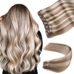 VINBAO Weft Hair Extensions Human Hair Highlighted Weave Hair Bundles 16inch Sew in Hair Extensions Color 8P60 Ash Brown and Platinum Blonde Hair Extensions 80g (weft#8P60-16inch)