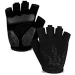 MOREOK Shock-Absorbing Breathable Anti Slip Cycling Gloves Half Finger Bike Bicycle Gloves Gel Padded Mountain Bike Road Bike Riding Gloves for Men and Women (Black&Black, XL)