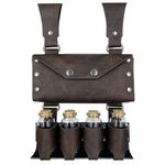 HiiFeuer Medieval Alchemy Faux Leather Belt Bag with 4 Cork Potion Vials, Fantasy Wizard Waist Pouch Side Pack for Halloween (Brown A)