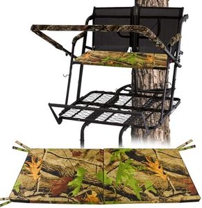 Mofuiry Foldable Two Man Tree Stand Seat Cushion, 33.5''×13'' Camo Ladder Tree Stand Seat Replacement Pad Waterproof Deer Hunting Seat Cushion for Camping Fishing Hiking Outdoor Activities