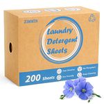 Laundry Detergent Sheets Up to 200 Loads, Eco-Friendly Fresh Linen Scent Laundry Detergent Strips, Plastic-free Travel Portable Hypoallergenic Liquidless Washing Supplies for Dorm Travel Camping