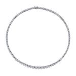 Classic Traditional Bridal Cubic Zirconia Graduated AAA CZ Round Prong Set Statement Tennis Necklace Collar For Women Wedding Prom Silver Plated