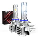 TUINCYN 9012 HIR2 LED Headlight Bulbs, 120W 24,000LM 600% Brightness 6000K White Wireless 9012 High Beam Low Beam Conversion Kit, Mini Size Plug and Play Halogen Replacement, IP65 Waterproof, 2pcs