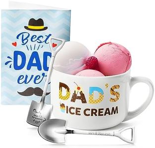 R HORSE Ice Cream Bowl Gift Dad’s Ice Cream Bowl Engraved Shovel Spoon Set with Best Dad Ever Card Gifts for Grandpa Dad Men Ice Cream Cereal Fruit Tableware Kit Father’s Day Christmas New Year Gift