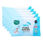 Mother Sparsh Cotton Scented 98% Water Plant Fabric, Biodegradable Wipe (Blue, 15 Wipes) - Pack of 5