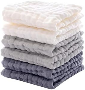 MUKIN Baby Washcloths - Soft Face Cloths for Newborn, Absorbent Bath Face Towels, Baby Wipes, Burp Cloths or Face Towels, Baby Registry as Shower. Pack of 6-12x12 inches (Grey)