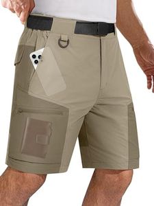 FREE SOLDIER Men's Cargo Hiking Shorts with Belt Lightweight Quick Dry Tactical Shorts with Pockets for Casual Work Golf (Mix mud 42W12L)