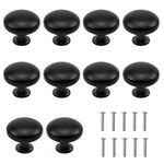 Doryum 10PCS Matted Black Cabinet Knobs, Drawer Knobs, 30MM Single Hole Drawer Pull Handle, Cabinet Knobs, Door Pulls with Screws for Cupboard Wardrobe Furniture Chest (C)