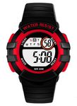 Time Up Digital Dial Primary School Kids Watch for Small Girls and Boys(Black-Red)