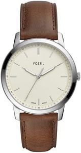 FOSSIL Men's Quartz Watch analog Display and Leather Strap, FS5439, Brown/yellow