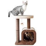 Catry 24” Cat Tree Tower with Paper Rope Covered Scratching Post Activity Center for Climbing Relaxing and Playing Natural Jute Fiber Pet Stand