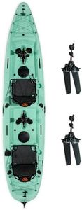 Brooklyn 13.5 Tandem Pedal Kayak by BKC - 2 Person Fishing Kayak with Dual Pedal Drive, 680 lb Capacity, Stable Sit-On-Top Hull, Rudder Steering, Gear Storage (Tahiti)