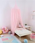 OldPAPA Bed Canopy for Girls, Canopy for Girls Room to Cover Toddler Crib, Canopy Bed Curtains Fits Single, Twin, Queen Size, Elegant Ruffled Palace-Style Kids Room Decor (Pink)