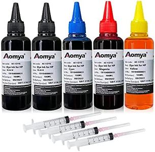 Aomya 5x100ml Ink Refill Kit for HP 61 60 62 63 950 951 564 920 901 Inkjet Printer Cartridges Refillable Cartridge CIS CISS System with 4 Free Syringes (2 Black, 1 Cyan, 1 Magenta, 1 Yellow)