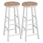 WOLTU Breakfast Kitchen Counter Bar Stools Set of 2 PCS MDF Seat Seat Bar Chairs Metal Legs Barstools Light Oak High Stools