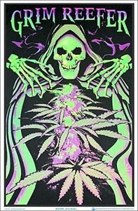 Grim Reefer - Pot, Marijuana Blacklight Poster - Authentic Blacklight-Reactive Flocked Material - 23" x 35"