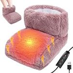 Heated Foot Warmers - Furry USB Foot Warmer with Timer Settings & Adjustable Temperature, Electric Foot Warmer Heated Slippers for Women Men Winter Home Office Dormitory Keep Feet Warm (Pink)