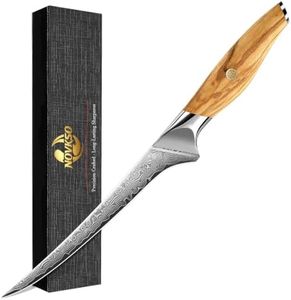 NOVKSO 7 Inch Real Damascus Fillet Knife, Flexible Fish Knife
