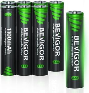 BEVIGOR Rechargeable AAA Batteries, 1100 mAh High Capacity, LSD Low Self Discharge Technology, 1.2V NiMH AAA Batteries Rechargeable, Long-Lasting Triple A Batteries, 8 Count
