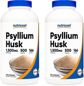 Nutricost Psyllium Husk 1500mg; 500 Capsules (2 Bottles)