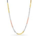 LeCalla 925 Sterling Silver BIS Hallmarked Italian Tricolor Plated Mariner Link Chain Necklace for Men and Women 20 Inches