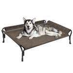 Veehoo Cooling Elevated Dog Bed, Dog Cots Beds for Large Dogs, Raised Dog Bed with Guardrail & Slope Headrest, Durable & Breathable Teslin Mesh, Dog Sofa Bed for Indoor & Outdoor, Large, Brown