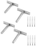 QWORK® 4 Pcs Floating Shelf Bracket 3 Inch 75mm Heavy Duty Hidden Shelf Brackets with Mounting Screws for Wall Mounted Decoration Cabinet Furniture Shelf Support