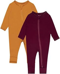 GUISBY Footless Pajamas Baby Boy, Soft Rayon Long Sleeve with Zippers Pajama 2pcs Newborn
