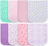 Hakochia Burp Cloths for Baby Girls Organic Cotton Large Burp Clothes Extra Absorbent Soft Burping Rags Spit Up Cloth Sets for Newborns 8 Pack