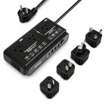 220v to 110v Travel Voltage Converter Adapter: International CA to Europe Travel Power Strip Plug Transformer - 2000W Electric Hair Dryer Black Step Down Outlet Converters for US European EU Italy UK