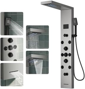 Brushed Nickel Shower Panel Tower System 5 In 1 Rainfall Shower Tower