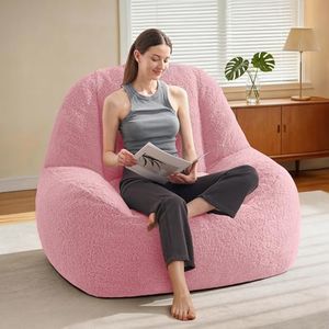 Homguava Bean Bag Chairs for Adults, Giant Beanbag Couch Adult Bean Bag Chair Sofa with Filler Included, Modern Lazy Lounger Comfy Chair for Living ROM(Soft Pink)