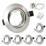 Wondlumi 6X Recessed Ceiling Lighting Round GU10 Spot Light Fittings Brushed Chrome Tilt Downlight Flush Mounted Spotlights 240V with Lamp Holders, No Bulb