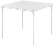 KAIHAOWIN Square Folding Table Vinyl Upholstery Card Table Dining Party Table with Collapsible Legs Portable for Indoor Outdoor-White