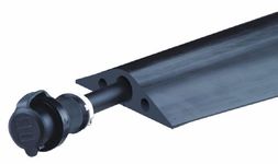 Powerback RFD7-5 Durable Rubber Heavy Duty Single Channel Duct Protector for Cable and Hose Lines up to 1 Diameter, Black, 5' Length