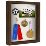 Americanflat 11x14 Shadow Box Frame in Walnut with Soft Linen Back - Composite Wood with Polished Glass for Wall and Tabletop