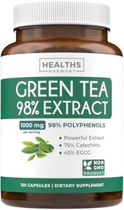 Green Tea Extract 98% - 1000mg with EGCG - 120 Capsules (Non-GMO) for Weight Loss & Metabolism Boost - Natural Diet Pills - Leaf Polyphenol Catechins - Antioxidant Supplement - 500mg per Capsule