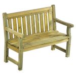 BrackenStyle Darwin 120cm 2 Seat Bench - Scandinavian Pine Park and Garden Bench (Green Pine)