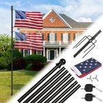 EAGLE TOP 10 FT Flag Poles for Outside House with 2x3 USA Flag, Heavy Duty Extra Thick Stainless Steel Flag Pole Kit with 5 Pronges Base, Windproof Ground Flag Poles for Residential or Commercial