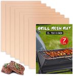 BBQ Mat Set of 7 Non Stick BBQ Grill Mats for Barbecue 15.75 x 13 Inch Reusable Heat Resistant Easy to Clean Grilling Mats for Gas Charcoal Electric Grill (Copper)