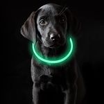 Coolzon Light Up Dog Collar, LED Dog Collar Rechargeable, USB Dog Light Up Collar, Lighted Dog Collar Adjustable Size &3 Flash Modes for Small Medium Large Dogs, Green