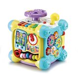 VTech Baby Twist & Play Cube, Interactive Baby Toy with Steering Wheel, Sensory Shape Sorter, Music & Lights, Gift for Infants, 9, 12, 18 months +, English Version,Multicolor,Small