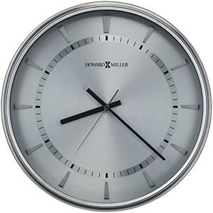 Howard Miller Gallery Pocket Watch Clock II, Silver Finished Metal Case Bar Style Hour Markers Crystal Glass, Quartz Movement Battery Powered Alarm Clock Best for Office & Home Decor