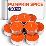 Pumpkin Spice Scented Tealight Candles - Fall Candles Scented Tea Lights Candles - Colored Tea Lights Candles Scented - Tea Candles for Holiday, Wedding, Party and Home Decoration